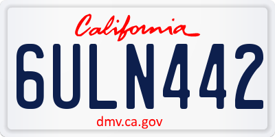 CA license plate 6ULN442