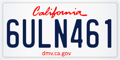 CA license plate 6ULN461