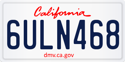 CA license plate 6ULN468