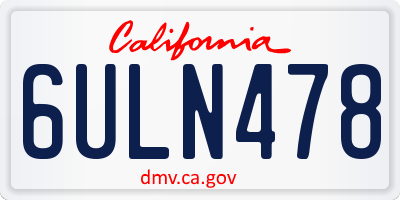 CA license plate 6ULN478