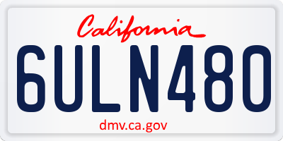 CA license plate 6ULN480