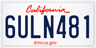 CA license plate 6ULN481
