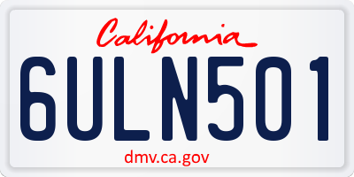 CA license plate 6ULN501
