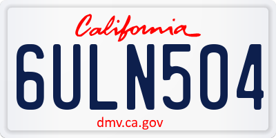CA license plate 6ULN504