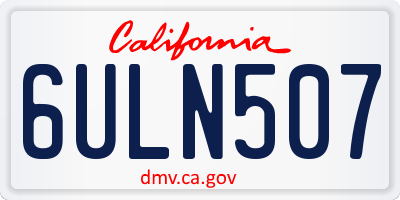 CA license plate 6ULN507