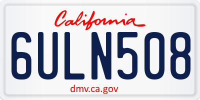 CA license plate 6ULN508