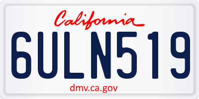 CA license plate 6ULN519