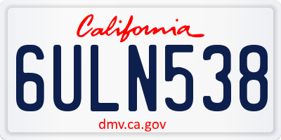CA license plate 6ULN538