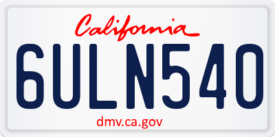 CA license plate 6ULN540
