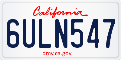 CA license plate 6ULN547