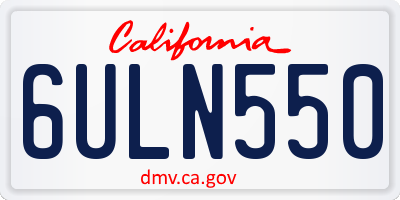 CA license plate 6ULN550