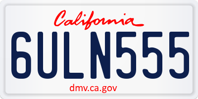 CA license plate 6ULN555