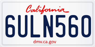 CA license plate 6ULN560