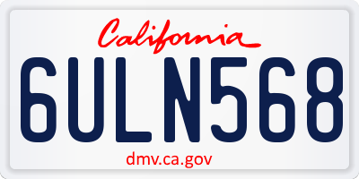 CA license plate 6ULN568