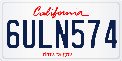 CA license plate 6ULN574