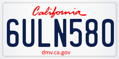 CA license plate 6ULN580