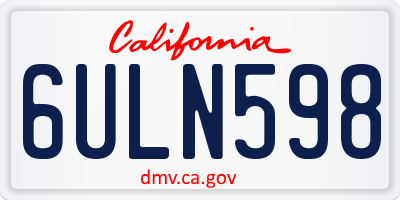 CA license plate 6ULN598