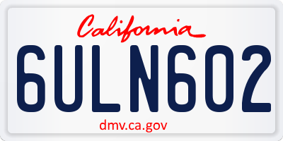 CA license plate 6ULN602