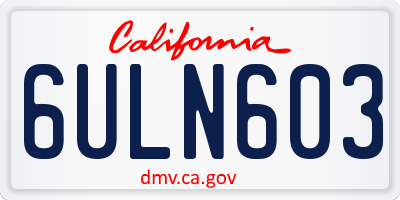 CA license plate 6ULN603
