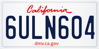 CA license plate 6ULN604