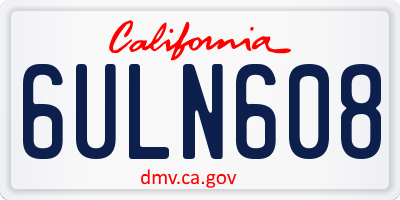 CA license plate 6ULN608