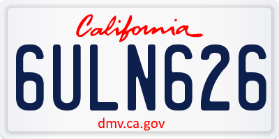 CA license plate 6ULN626
