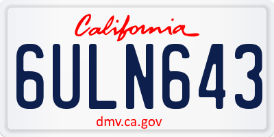 CA license plate 6ULN643