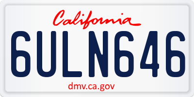 CA license plate 6ULN646