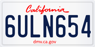CA license plate 6ULN654