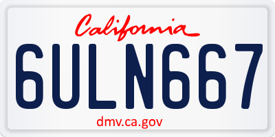 CA license plate 6ULN667