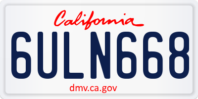 CA license plate 6ULN668