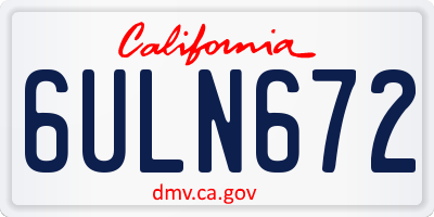 CA license plate 6ULN672