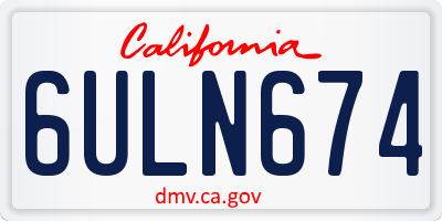 CA license plate 6ULN674