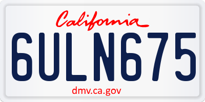 CA license plate 6ULN675