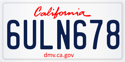 CA license plate 6ULN678