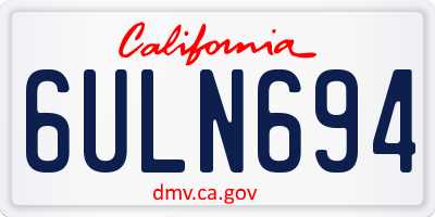 CA license plate 6ULN694