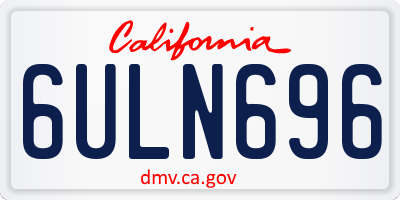 CA license plate 6ULN696