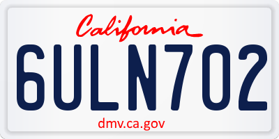 CA license plate 6ULN702