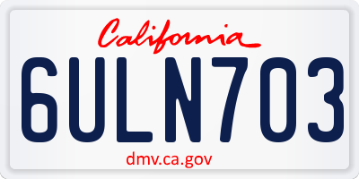 CA license plate 6ULN703
