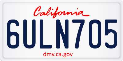 CA license plate 6ULN705