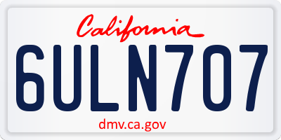 CA license plate 6ULN707