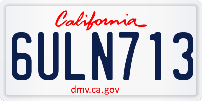 CA license plate 6ULN713