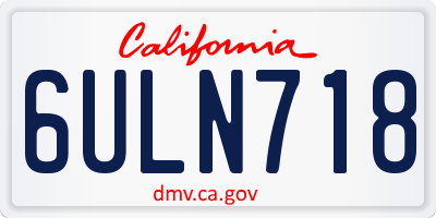 CA license plate 6ULN718