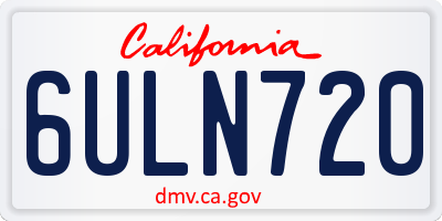 CA license plate 6ULN720