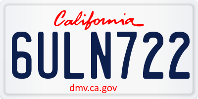 CA license plate 6ULN722