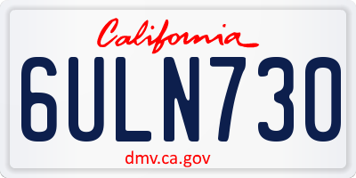 CA license plate 6ULN730