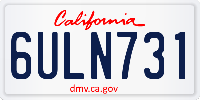 CA license plate 6ULN731