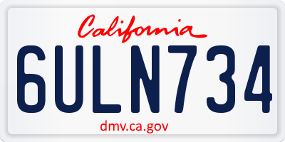 CA license plate 6ULN734