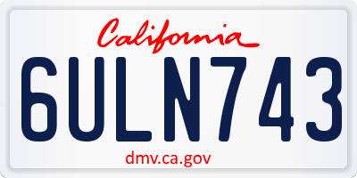 CA license plate 6ULN743