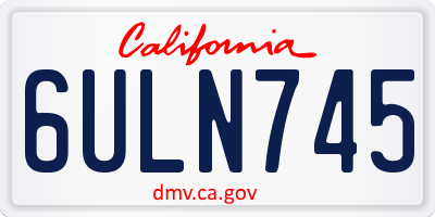 CA license plate 6ULN745